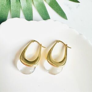 2/$30🌵 Smooth Water Droplet Thick Gold Tone Huggies Hoop Earrings Jewelry NEW